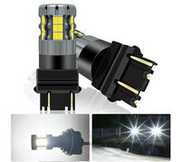 UPXSXT 2Pcs 3157 LED Bombilla de luz de freno Blanco, 4157 3057 3157A 3457 4057 T25 P27/7W CANBUS Error Free Anti Hyper Flash Bombilla de Repuesto 300% Super Brillante Ámbar 30-SMD 25W 4000LM