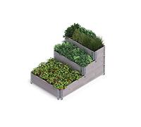 Upyard Stepped Bed - Moderna Cama elevada de Marco de palé - bancal Modular, de Madera Natural, para jardín y terraza, 120 x 80 x 58,5 cm, Color Gris