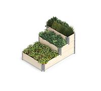 Upyard Stepped Bed - Moderna Cama elevada de Marco de palé - bancal Modular, de Madera Natural, para jardín y terraza, 120 x 80 x 58,5, Madera Natural