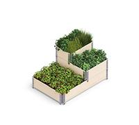 Upyard Stepped Bed - Moderna Cama elevada de Marco de palé - bancal Modular, de Madera Natural, para jardín y terraza, 120 x 80 x 58,5, Madera Natural