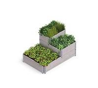 Upyard Stepped Bed - Moderna Cama elevada de Marco de palé - bancal Modular, de Madera Natural, para jardín y terraza, 120 x 80 x 58,5 cm, Color Gris