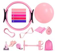 UPYOLUSCC Pilates Essential Kit, Pilates Zubehör Set, 16 Teiliges Pilates Set für Zuhause mit Pilates Ring, Ball & Widerstandsbänder, Pilates Equipment für Anfänger & Profis, Fitness Training