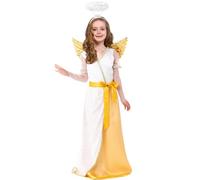 UPZAI Disfraz Angel Niña Navidad: Disfraz ángel con Ala de Ángel y Halo - Disfraces Angelito Niña para Navidad Carnaval Fiestas (L)
