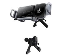 UQAHGRCHR 15W Cargador Inalámbrico Soporte Tteléfono Coche para Opel Frontera 2024-2025, Doble Bobinas Automática Sujeción Cargador Inalámbrico, Carga Rápida,Grey-Inverted Hook Base