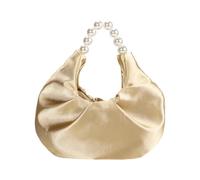 Uqezagpa 1 bolsa de hombro adornada con piedra de satén con correa ajustable, perfecta para viajes y agarre de noche de satén moldeado de niebla nocturna, Gold