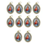 Uqezagpa 10 colgantes de metal con forma ovalada de religión para collares, llaveros y joyas, 3.6x2.5cm, aleación