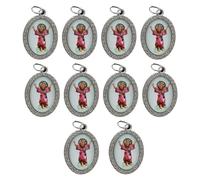 Uqezagpa 10 colgantes de metal con forma ovalada de religión para collares, llaveros y joyas, 3.6x2.5cm, aleación