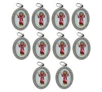 Uqezagpa 10 colgantes de metal con forma ovalada de religión para collares, llaveros y joyas, 3.6x2.5cm, aleación