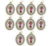 Uqezagpa 10 colgantes de metal con forma ovalada de religión para collares, llaveros y joyas, 3.6x2.5cm, aleación