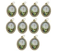 Uqezagpa 10 colgantes de metal con forma ovalada de religión para collares, llaveros y joyas, 3.6x2.5cm, aleación