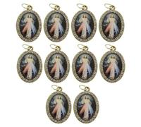 Uqezagpa 10 colgantes de metal con forma ovalada de religión para collares, llaveros y joyas, 3.6x2.5cm, aleación