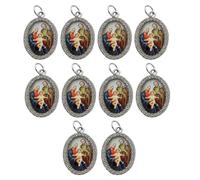 Uqezagpa 10 colgantes de metal con forma ovalada de religión para collares, llaveros y joyas, 3.6x2.5cm, aleación