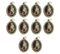 Uqezagpa 10 colgantes de metal con forma ovalada de religión para collares, llaveros y joyas, 3.6x2.5cm, aleación