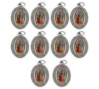 Uqezagpa 10 colgantes de metal con forma ovalada de religión para collares, llaveros y joyas, 3.6x2.5cm, aleación