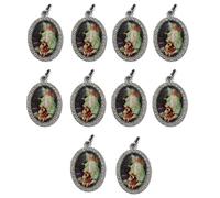 Uqezagpa 10 colgantes de metal con forma ovalada de religión para collares, llaveros y joyas, 3.6x2.5cm, aleación