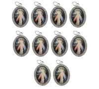 Uqezagpa 10 colgantes de metal con forma ovalada de religión para collares, llaveros y joyas, 3.6x2.5cm, aleación