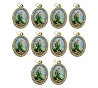 Uqezagpa 10 colgantes de metal con forma ovalada de religión para collares, llaveros y joyas, 3.6x2.5cm, aleación