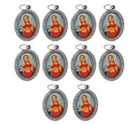 Uqezagpa 10 colgantes de metal con forma ovalada de religión para collares, llaveros y joyas, 3.6x2.5cm, aleación