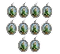 Uqezagpa 10 colgantes de metal con forma ovalada de religión para collares, llaveros y joyas, 3.6x2.5cm, aleación