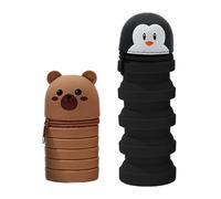 Uqezagpa 2 estuches telescópicos de silicona con cremallera para estudiantes, niños, niñas, escuela, estuche de silicona para lápices, a
