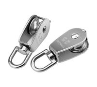 Uqezagpa 2 piezas de polea individual de carga de 330 libras de acero inoxidable cuerda de alambre de un solo rodillo grúas de elevación gancho giratorio