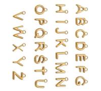 Uqezagpa 26 dijes de letra en miniatura con chapado al vacío para un diseño único de joyería resistente a las alergias, accesorios de metal con letras, One Size, como se describe, como se describe