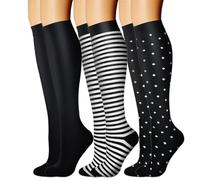 Uqezagpa 3 pares de calcetines deportivos comprimidos que ofrecen un alivio superior de piernas y fatiga, calcetines largos para corredores, transpirables y cómodos, K, L-XL