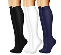 Uqezagpa 3 pares de calcetines deportivos comprimidos que ofrecen un alivio superior de piernas y fatiga, calcetines largos para corredores, transpirables y cómodos, KK, YYY