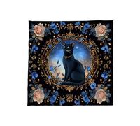 Uqezagpa 3 tarjetas de tarot con gatos y flores, tapiz de santuario de adivinación, cubierta de mesa de astrología, decoración de pared, gatos negros, tarots, mantel espiritual