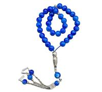 Uqezagpa 33 cuentas de cristal de cerámica para oración budista, joyería para la práctica espiritual diaria, color azul