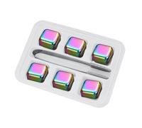 Uqezagpa 4/6/8 piezas de piedra de enfriamiento reutilizable y pinzas enfriadoras para bebidas de licor, cócteles, jugos, cubitos de hielo de acero de grado alimenticio, multiuso, roca de hielo