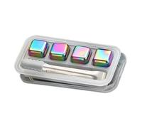 Uqezagpa 4/6/8 piezas de piedra de enfriamiento reutilizable y pinzas enfriadoras para bebidas de licor, cócteles, jugos, cubitos de hielo de acero de grado alimenticio, multiuso, roca de hielo