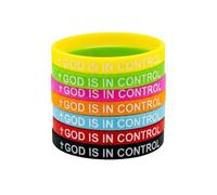 Uqezagpa 7 pulseras de goma brillantes de moda impresas con frases edificantes para uso diario brazalete de fe de goma