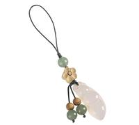 Uqezagpa Abalorio colgante hecho a mano de calcedonia Fortunes para llavero o accesorio de bolsa, ideal para cultura tradicional, Length 13CM, Piedra natural + hilo trenzado