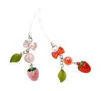 Uqezagpa Abalorio de hoja de fresa para teléfono, accesorio para correa de teléfono para el futuro de la moda, 110mm, Acrílico