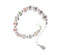 Uqezagpa Abalorio de la suerte esmaltado con acento tradicional de Mahjong para mujeres y niñas, regalo de joyería con símbolo de riqueza