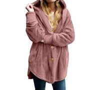 Uqezagpa Abrigo de forro polar abierto con bolsillos para mujer, cárdigan con capucha, chaquetas peludas, ropa de otoño e invierno