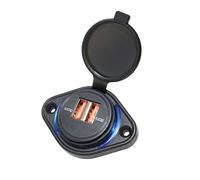 Uqezagpa Adaptador de corriente QC18W de carga doble USB de 12 a 24 V para coche, diseño rápido e impermeable, múltiples protecciones