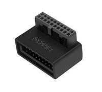 Uqezagpa Adaptador de extensión USB 3.0 de 19/20 pines macho a hembra, convertidor de 90 grados para conector de placa base