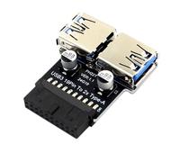 Uqezagpa Adaptador USB 3.0 tipo C para una fácil conexión de placa base de 19/20 pines a doble USB A hembra, extensión de puerto de optimización de velocidad rápida