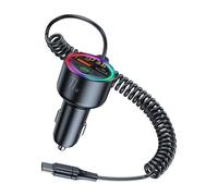 Uqezagpa Adaptador USB de carga de teléfono de coche de 77 W, monitor de pantalla LED súper rápido, cable retráctil compatible con Bluetooth 5.4 para carga de coche, reproducción de música