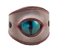 Uqezagpa Anillos de cuero hechos a mano con diseño de ojo malvado azul, tamaño ajustable, accesorios de joyería de moda para hombres
