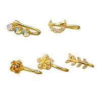 Uqezagpa Anillos de nariz falsos con forma de cristales para pieles sensibles y uso diario, elegantes aretes de nariz falsos de aleación de cobre para amantes de la moda y principiantes, talla única
