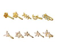 Uqezagpa Anillos de nariz falsos con forma de cristales para pieles sensibles y uso diario, elegantes aretes de nariz falsos de aleación de cobre para amantes de la moda y principiantes, talla única