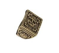 Uqezagpa Anillos de riqueza de carácter chino, hechos a mano, joyería de latón envejecido para hombres, coleccionistas, únicos e históricos, 2.2*1.7cm, Latón