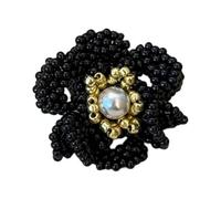 Uqezagpa Anillos únicos de flores acrílicas con cuentas, estilos coreanos de moda para mujer, joyería de moda, anillos de flores con cuentas, One Size, como se describe, como se describe