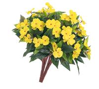 Uqezagpa Arreglos florales artificiales de Impatiens que no destiñen para lugares interiores, fiestas y espacios aptos para mascotas, arreglos florales