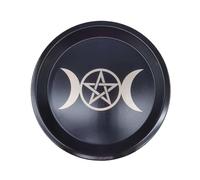 Uqezagpa Bandeja ritual para altares, soporte de acero al carbono, bandeja redonda para decoración del hogar, plato de candelabro, soporte de acero al carbono, plato de joyería