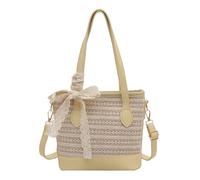 Uqezagpa Bolsa cruzada a juego para mujer, bolsa de playa, hombro simple, gran capacidad, cubo de paja para uso diario, encantador cruzado para mujer, cubo de paja, simple hombro playa, Amarillo, One