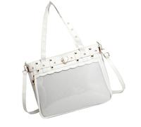 Uqezagpa Bolsa cruzada ligera de poliuretano con correa ajustable, bolsa de hombro de gran capacidad para viajes diarios, escuela, oficina, viajes, bolsa de PVC transparente, b, One Size